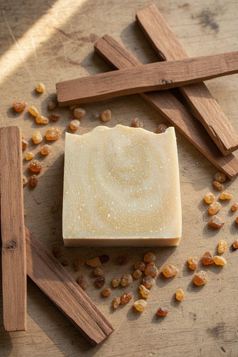 Sandalwood and amber cold processed soap