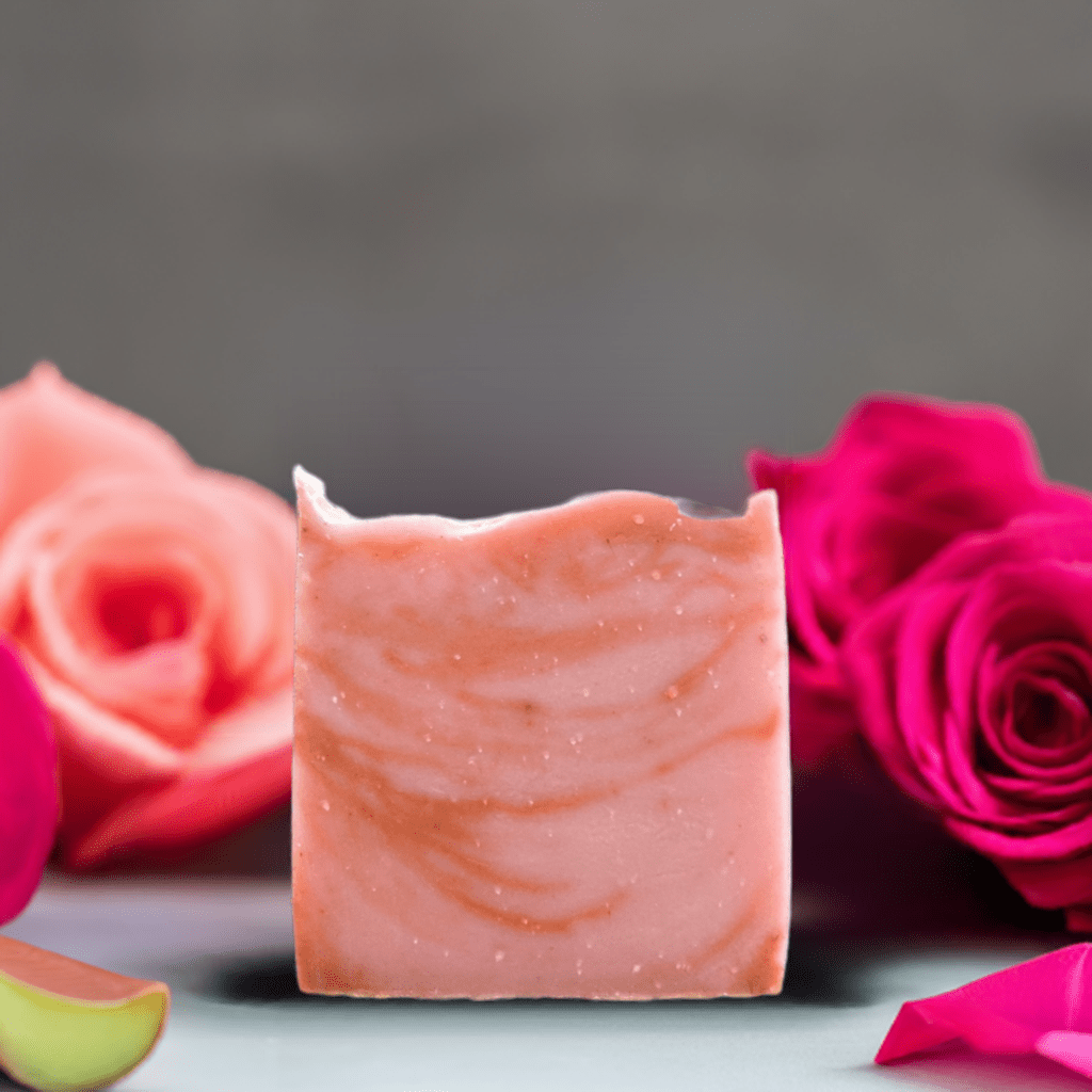 Rhubarb and rose cold processed soap - Selfish Fine Soaps