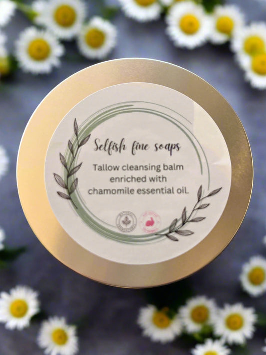Tallow cleansing balm enriched with chamomile essential oil