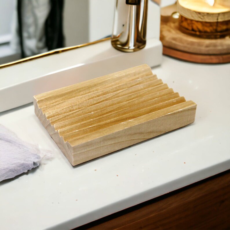 Corrugated wooden soap dish - Selfish Fine Soaps