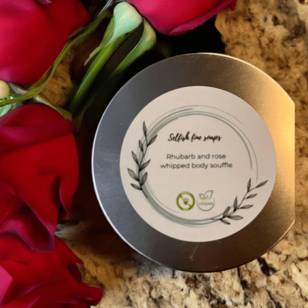 Rhubarb and rose whipped body souffle - Selfish Fine Soaps